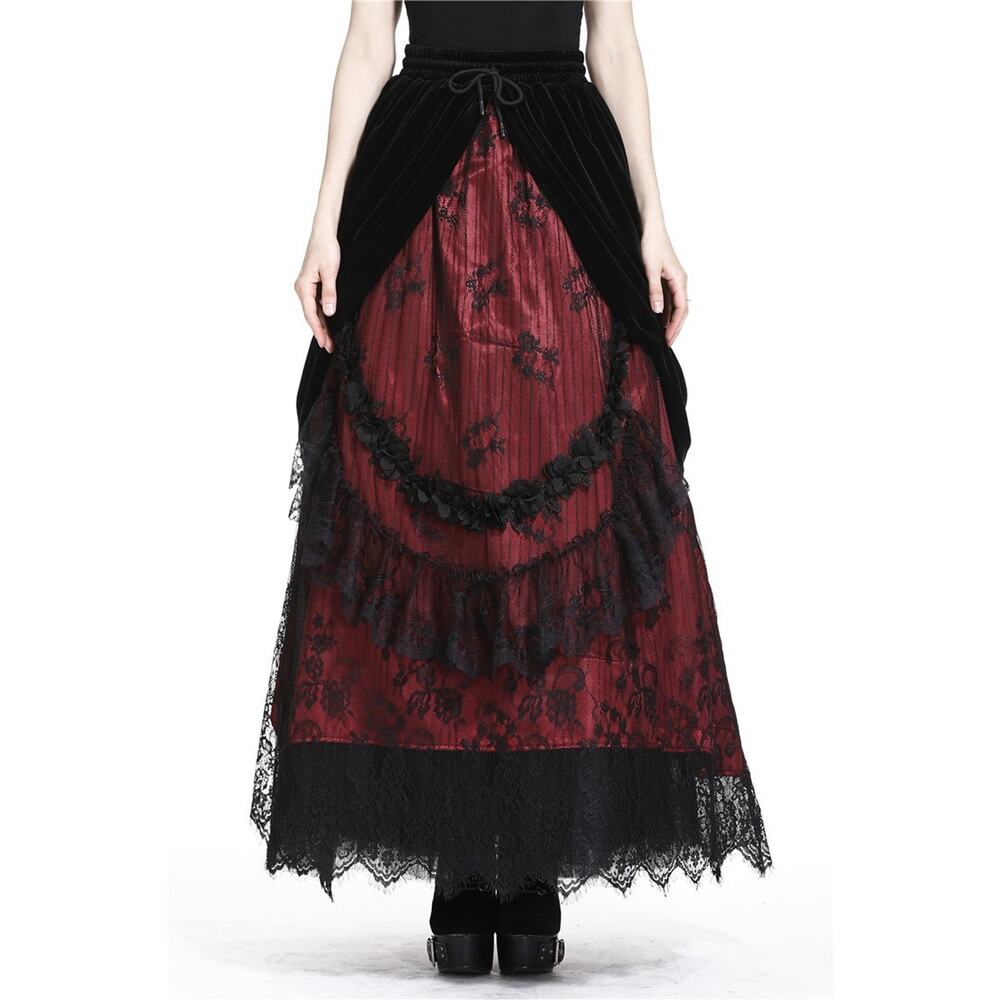 Dark in Love Gothic Victorian Vampire Vkei Dark Fairycore Long Skirt XS-XL - Picture 13 of 15